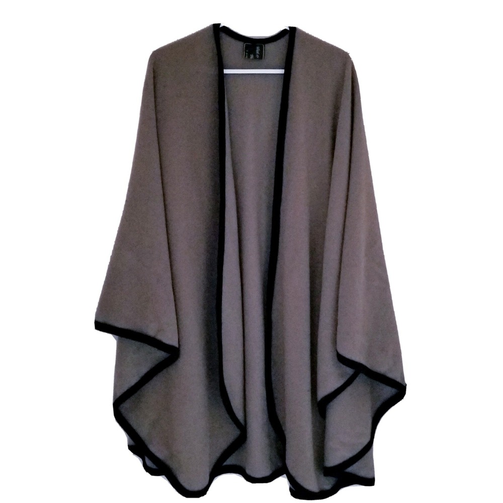 Wool Cashmere Blend Oversize Long Cape Wrap PONCHO V-Neck One Size Made In UK